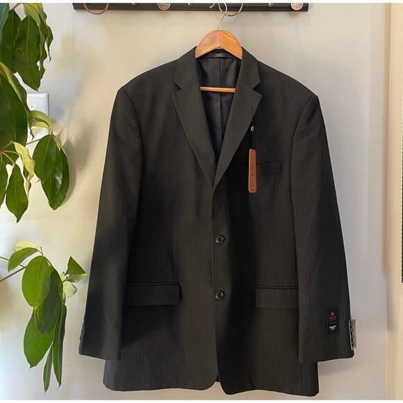 Haggar 44L Suit Up System Blazer | Black Pinstripe Sports Coat, New NWT $180 - Picture 1 of 9